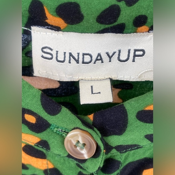 SundayUP Green Leopard Print Lantern Sleeve Midi Dress - Picture 6 of 7